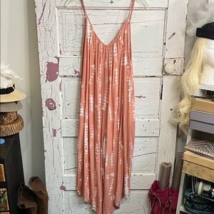 Shinestar Blush Tie-Dye Summer Romper Adjustable Straps Sz Med 100% Rayon